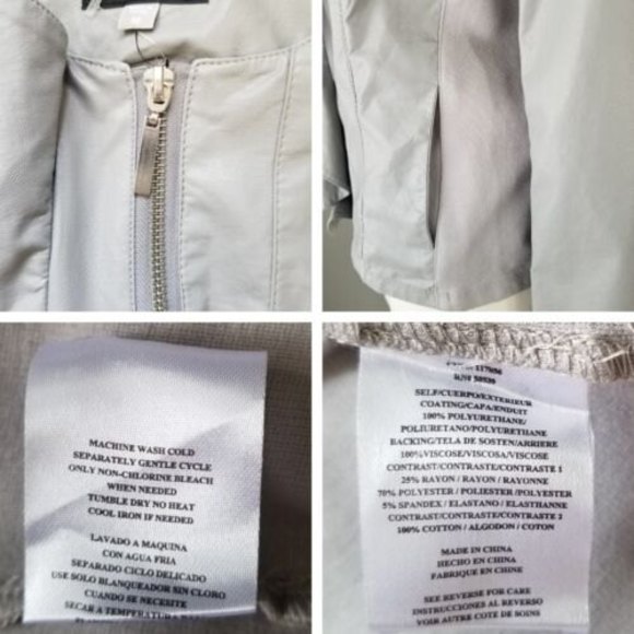 Kut From The Kloth Dahliana Gray Vegan Leather Ruffle Moto Jacket Medium - Picture 10 of 12